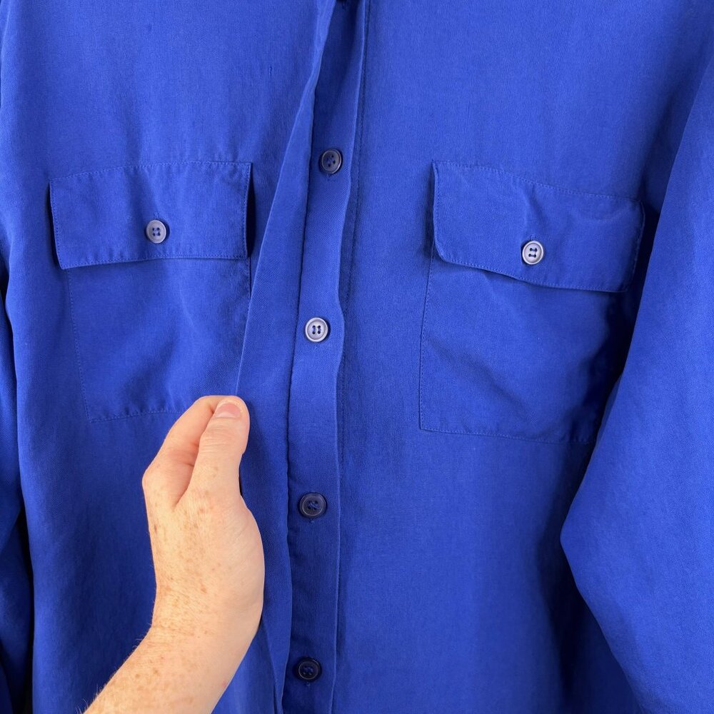 Vintage Christie & Jill 100% Silk Cobalt Blue Blouse - Picture 2 of 5